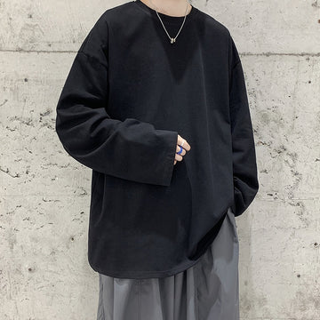 Riolio Loose Sweatshirts Men Solid T Shirt Neutral Streetwear Fashion Women Korean Clothes Cotton Pullover Long Sleeve T-shirts Man